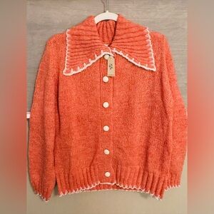 NWT JODIFL Orange Knit Cardigan Sweater! SZ Small oversized